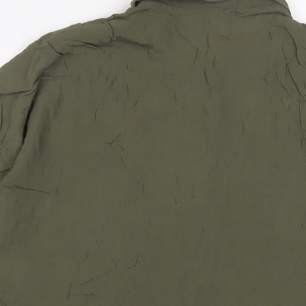 Womens UK Size 16 Warehouse Green Basic Button-Up
