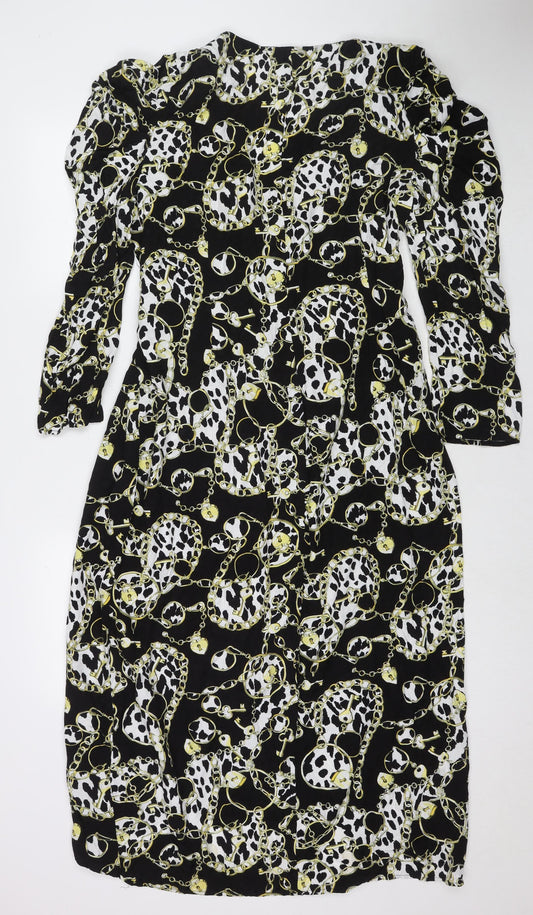 Topshop Womens Multicoloured Geometric Rayon Maxi Size 18 V-Neck Pullover