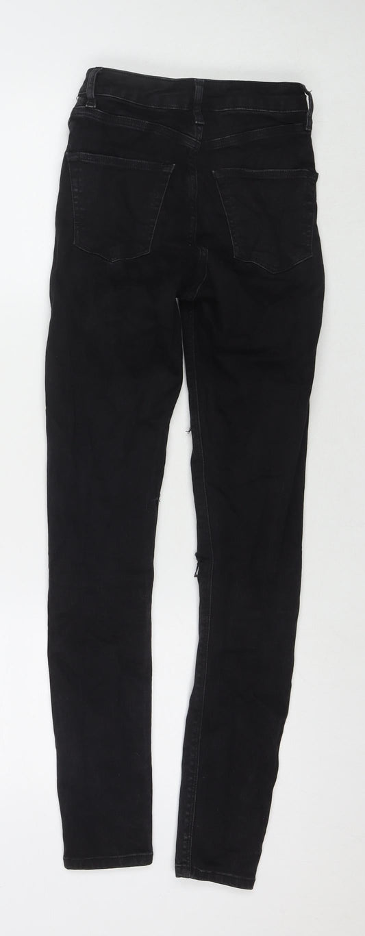 Topshop Womens Black Cotton Skinny Jeans Size 25 in L32 in Regular Zip