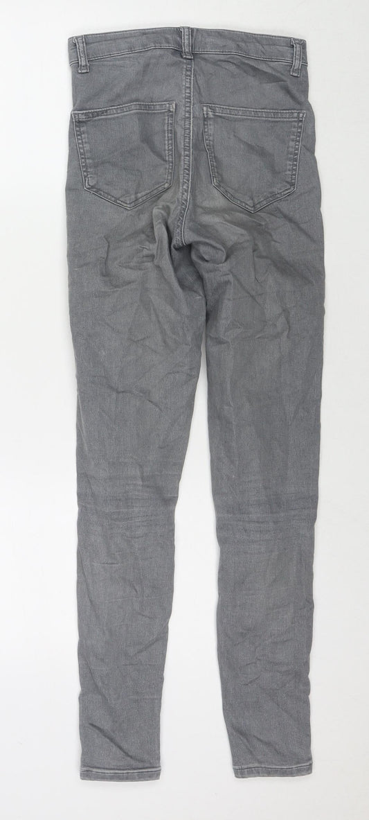 Topshop Womens Grey Polyester Blend Skinny Jeans Size 26 L27 in Slim Zip