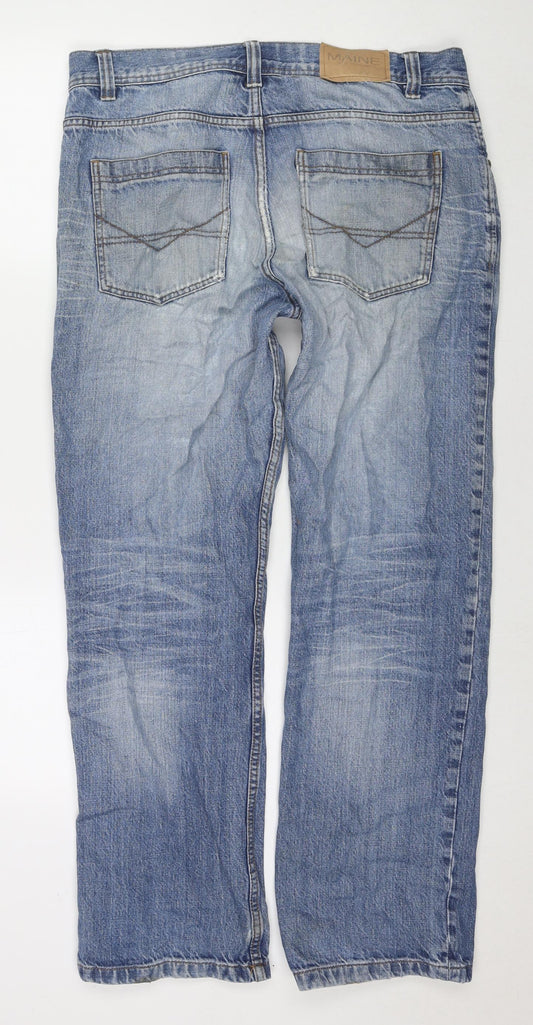 Maine Mens Blue Cotton Straight Jeans Size 34 in L30 in Regular Zip