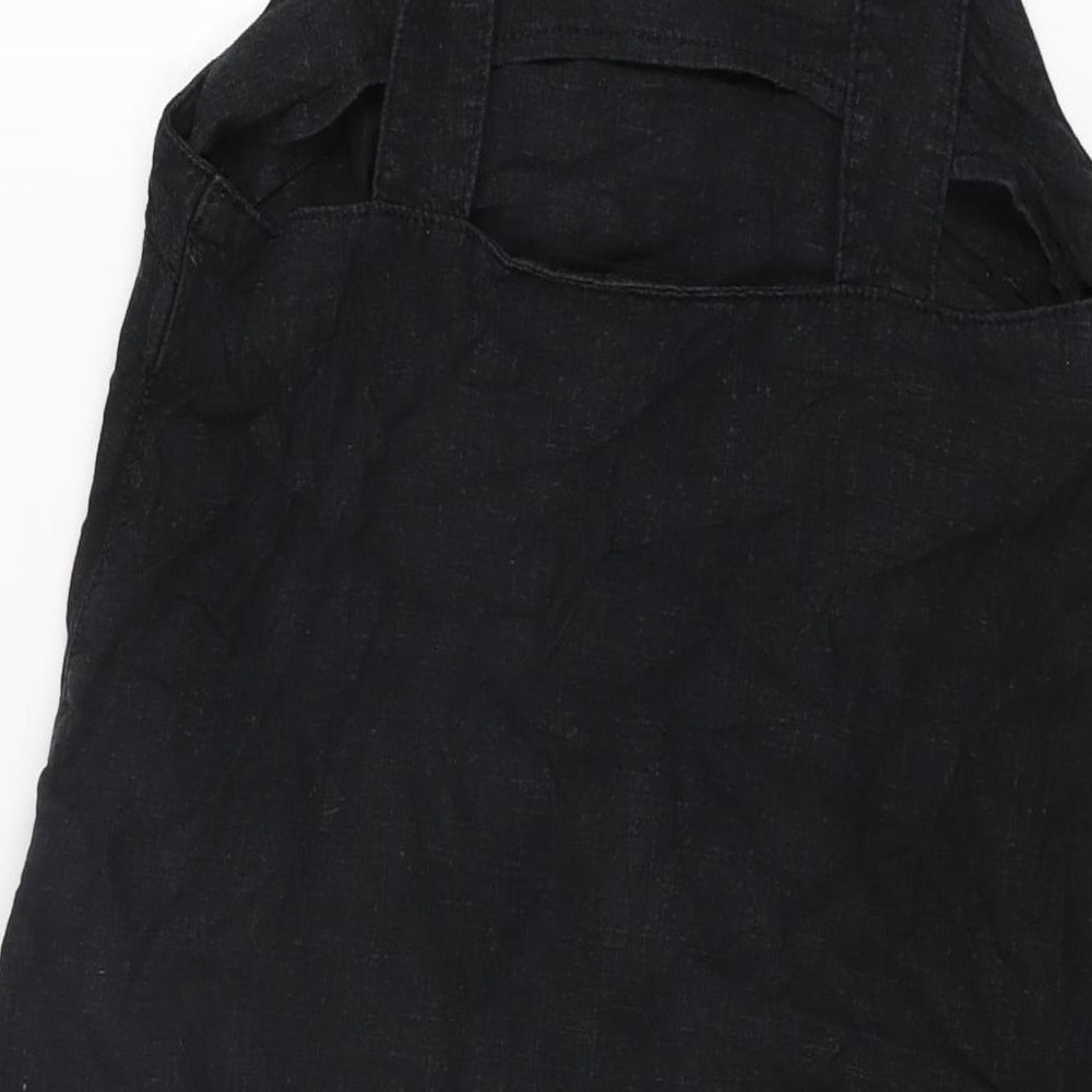 NEXT Womens Black Linen Shift Size 8 Square Neck Pullover