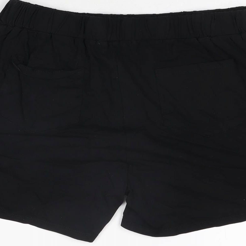 L'olive Verte Womens Black Cotton Sweat Shorts Size L L4 in Regular Pull On