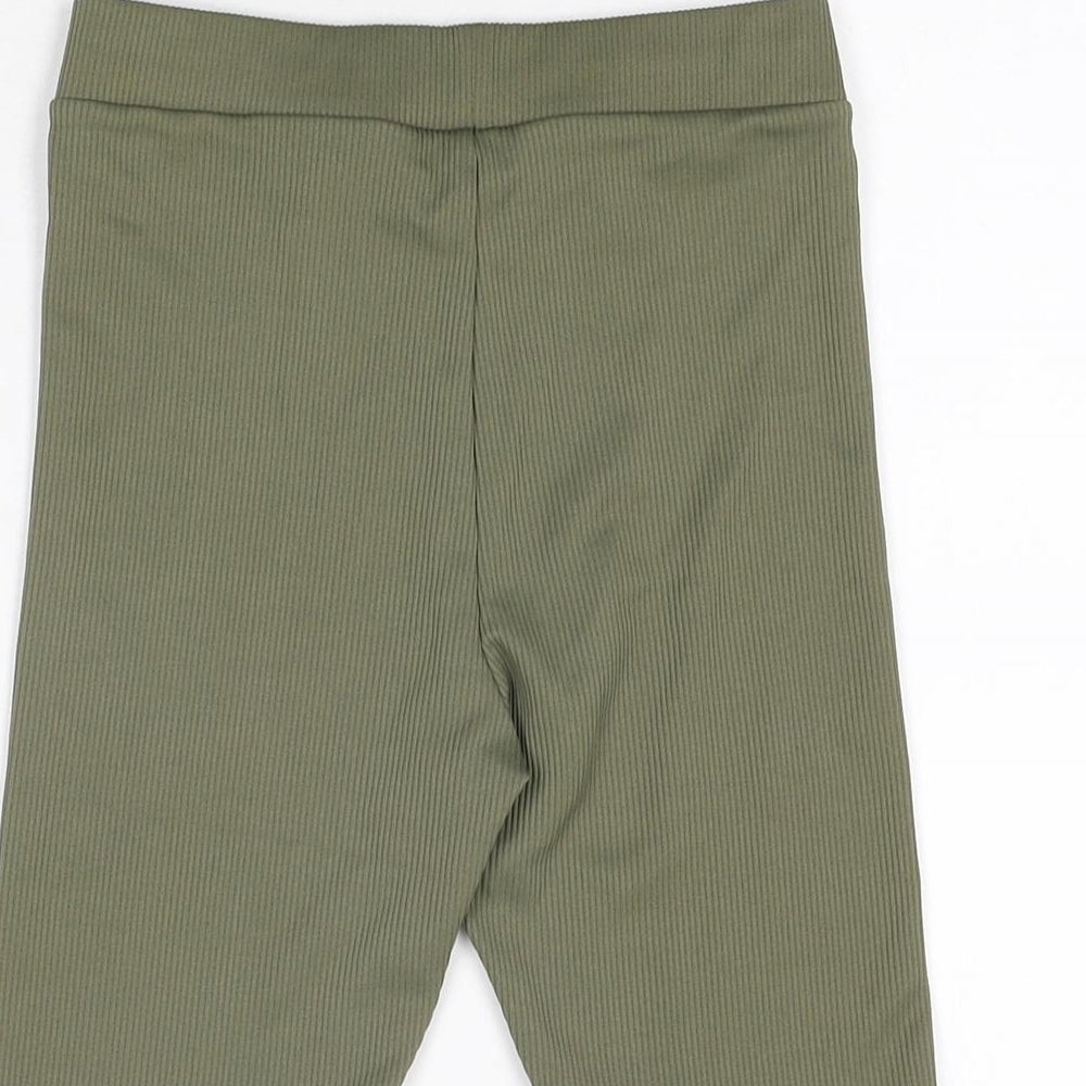 H&M Womens Green Polyester Biker Shorts Size 2XS L8 in Regular Pull On