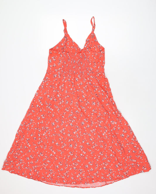 Gap Womens Pink Floral Viscose A-Line Size S V-Neck Pullover