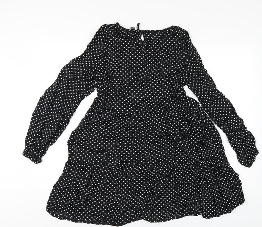 VERO MODA Womens Black Viscose A-Line Size XS Round Neck Button