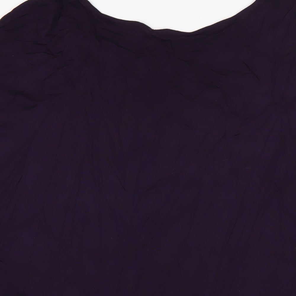 Great Plains Womens Purple Viscose Basic T-Shirt Size L Round Neck