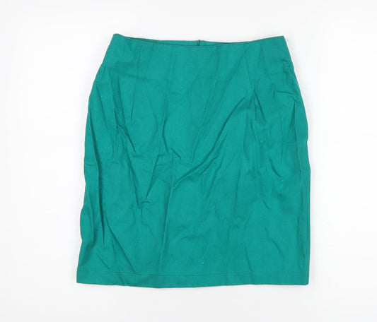 Chelsea Girl Womens Green Cotton A-Line Skirt Size 14 Zip