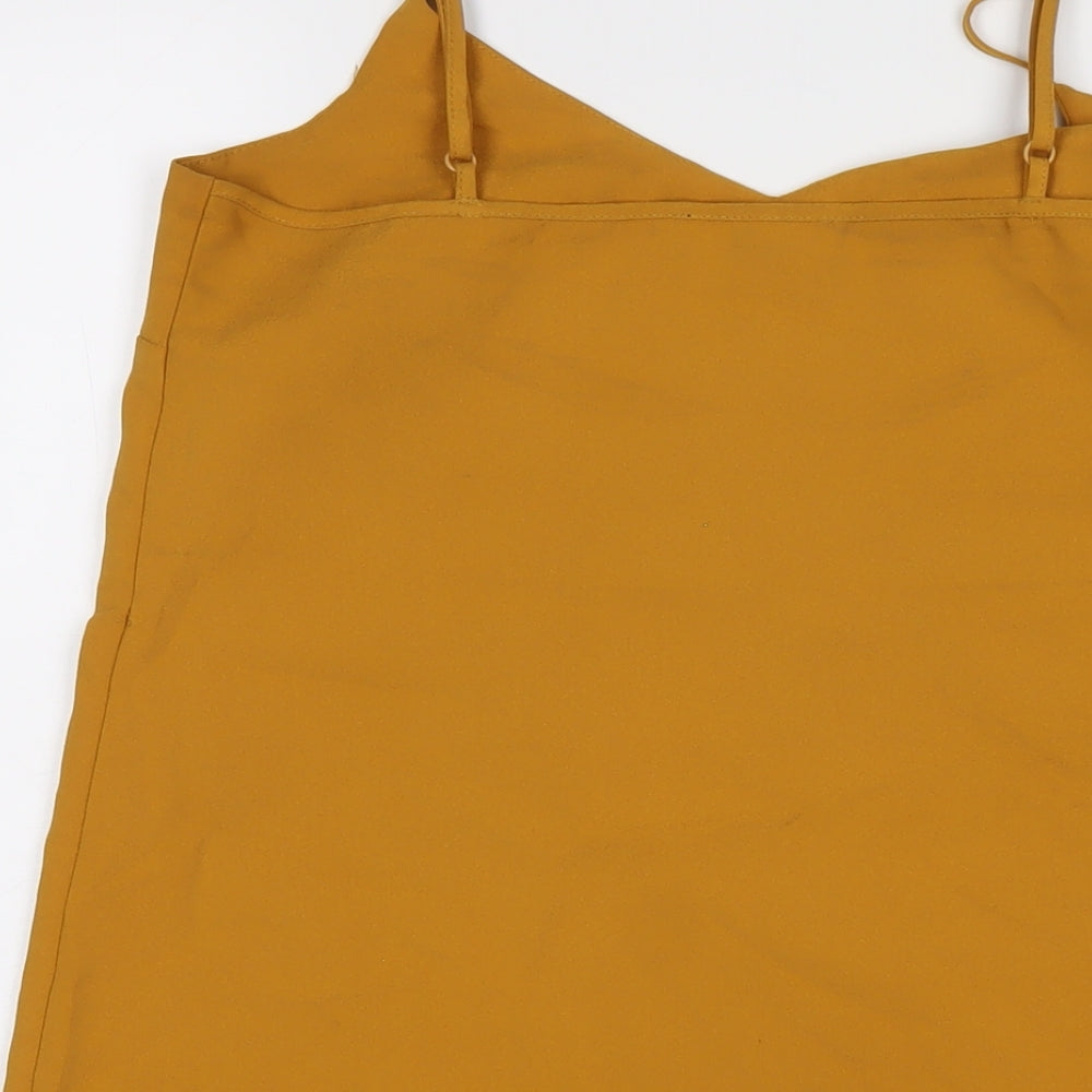 Missguided Womens Yellow Polyester Slip Dress Size 10 V-Neck Pullover