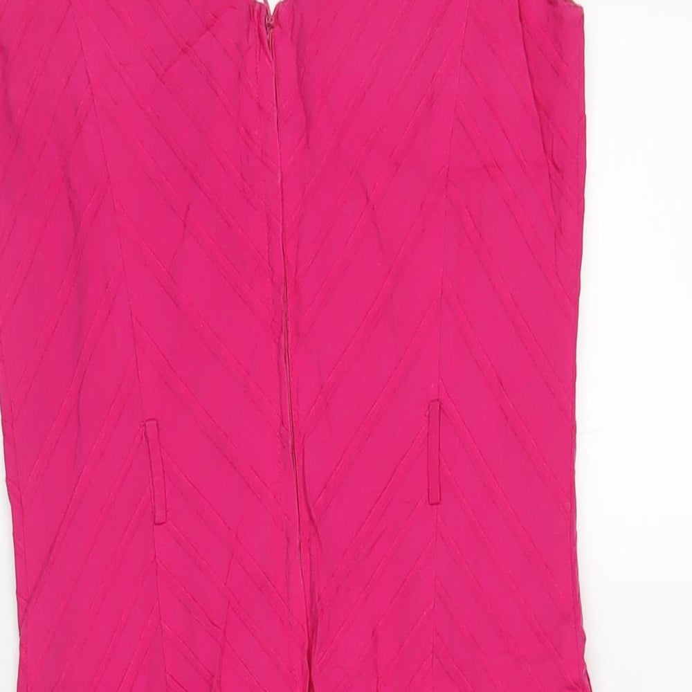 New Look Womens Pink Cotton A-Line Size 10 V-Neck Zip
