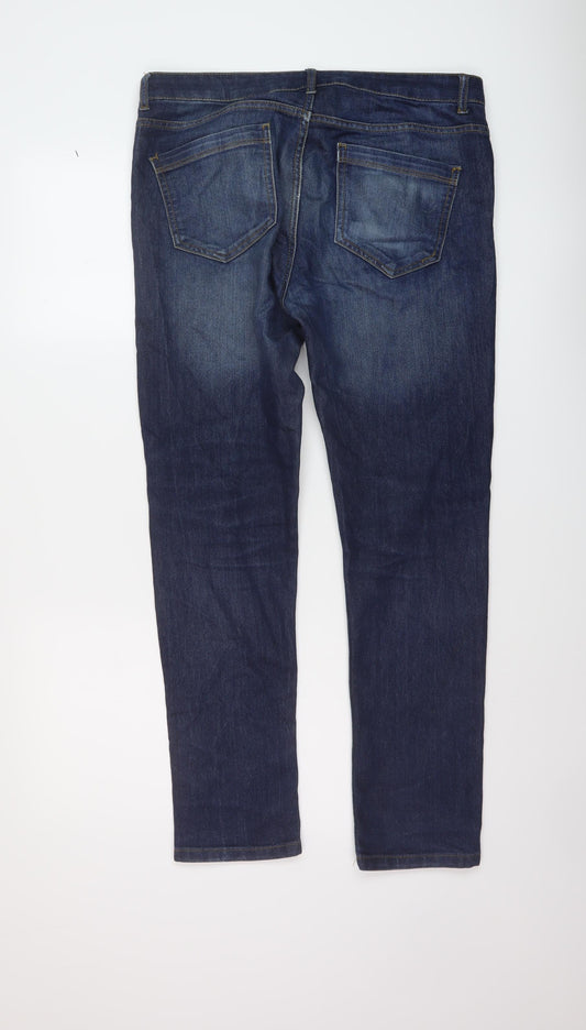 Denim & Co. Mens Blue Cotton Straight Jeans Size 32 in L30 in Regular Button