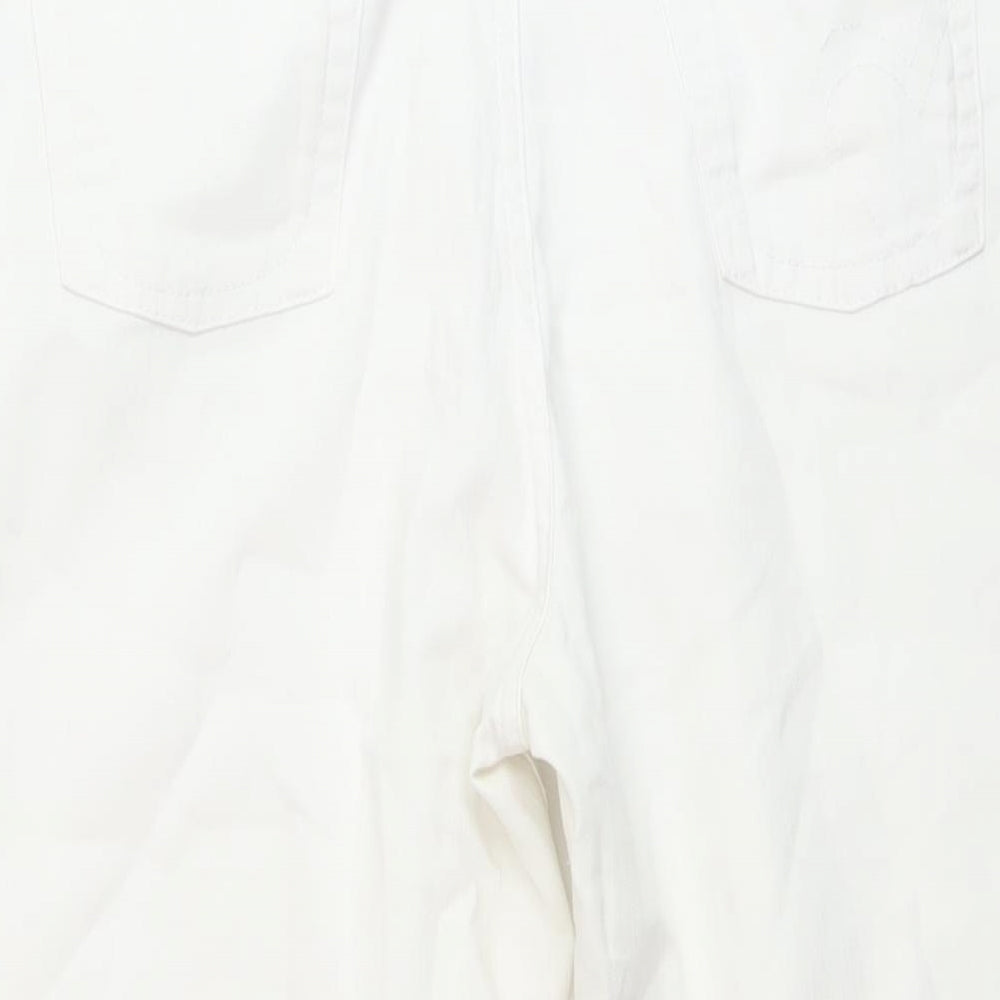 Per Una Womens White Cotton Capri Jeans Size 18 L23 in Regular Button