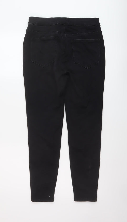 TU Womens Black Cotton Skinny Jeans Size 14 L26 in Regular Button