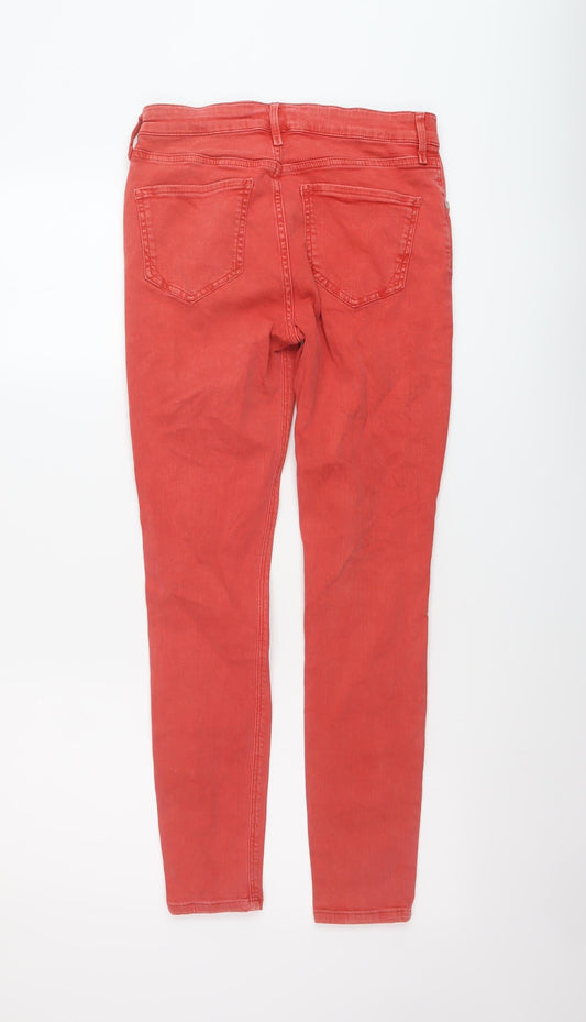 River Island Womens Red Cotton Skinny Jeans Size 10 L27 in Regular Button