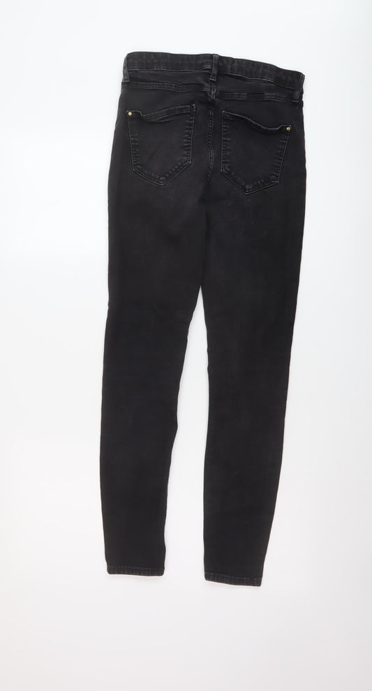 River Island Womens Black Cotton Skinny Jeans Size 12 L26 in Regular Button