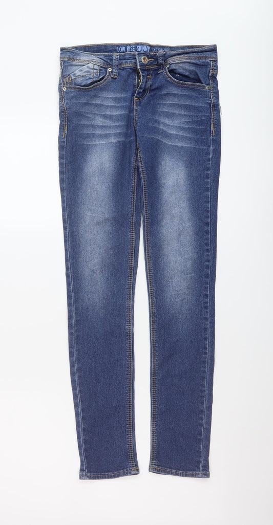 Additional front view of Denim & Co. women’s blue cotton skinny jeans, size UK 6, 28-inch leg regular button
