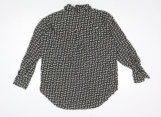 Womens UK Size 10 River Island Black Basic Button-Up