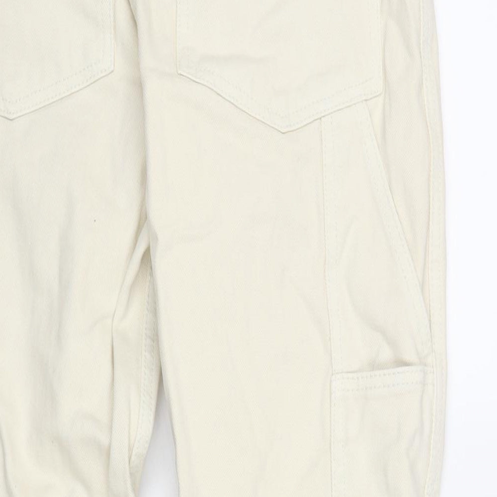 J. Galt Womens Ivory Cotton Boyfriend Jeans Size M L28 in Regular Zip - Cargo Style