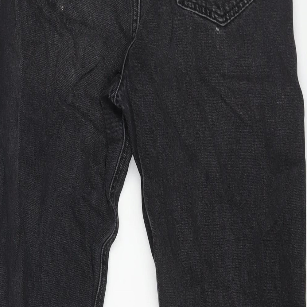Zara Womens Black Cotton Mom Jeans Size 6 L24 in Regular Zip