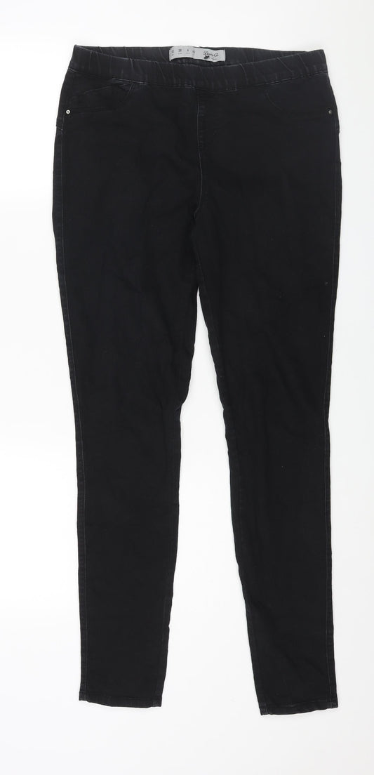 Additional front view of Denim & Co. women’s black cotton jegging jeans, size UK 10, 31-inch leg regular