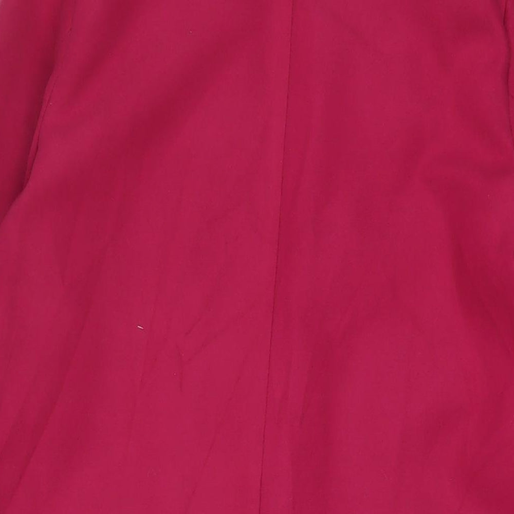 Brand and care label for Missguided women’s pink overcoat coat, size UK 8, - open