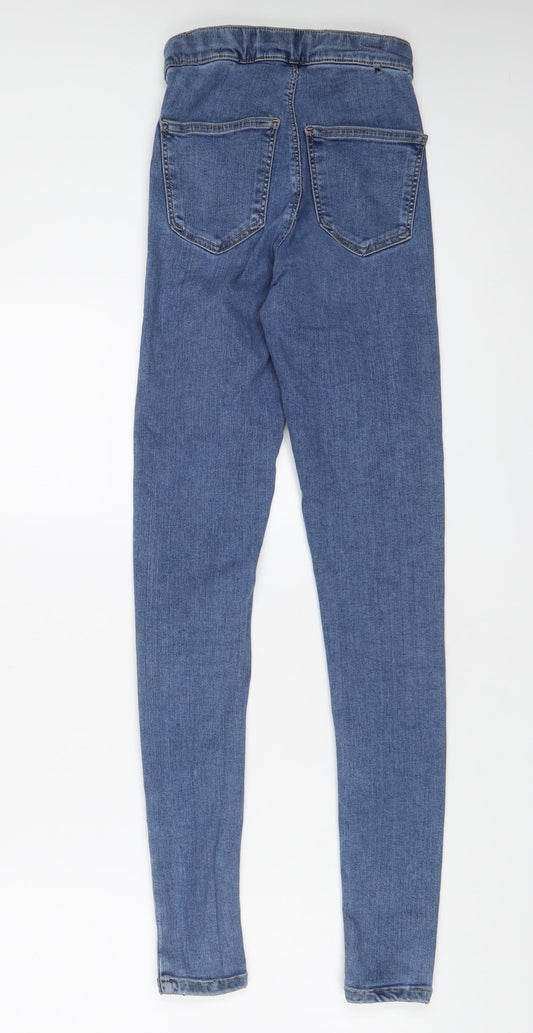 Topshop Womens Blue Cotton Skinny Jeans Size 26 in L34 in Regular Zip