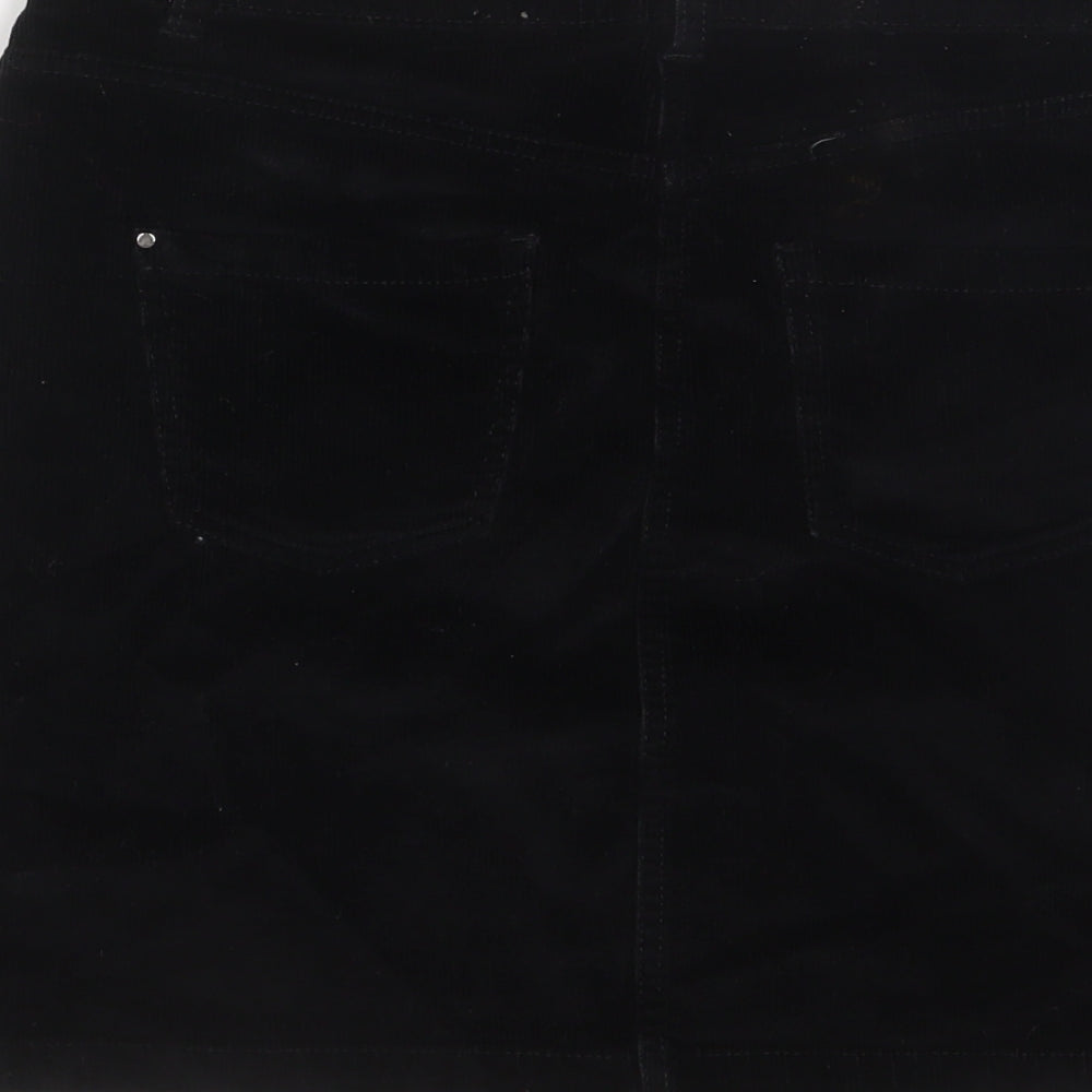 Dorothy Perkins Womens Black Cotton A-Line Skirt Size 8 Zip