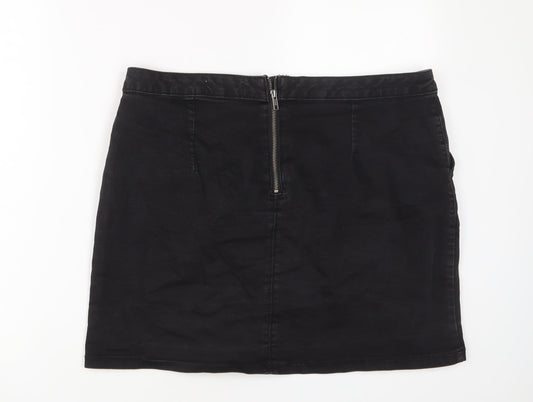 Dorothy Perkins Womens Grey Cotton A-Line Skirt Size 16 Zip