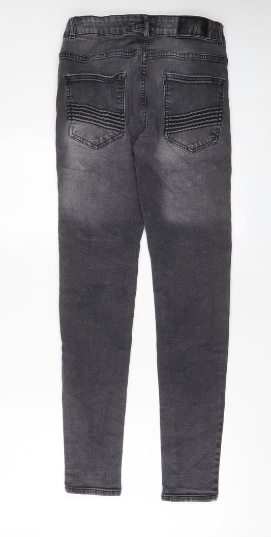 ZEENZO Mens Grey Cotton Skinny Jeans Size 32 in L30 in Regular Zip