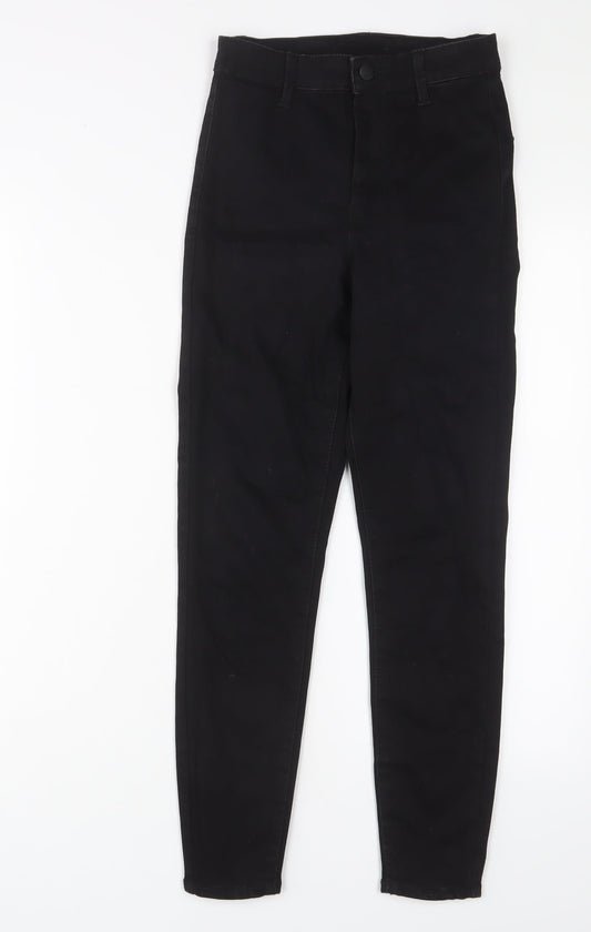 Additional front view of Denim & Co. women’s black cotton skinny jeans, size UK 6, 24-inch leg regular zip