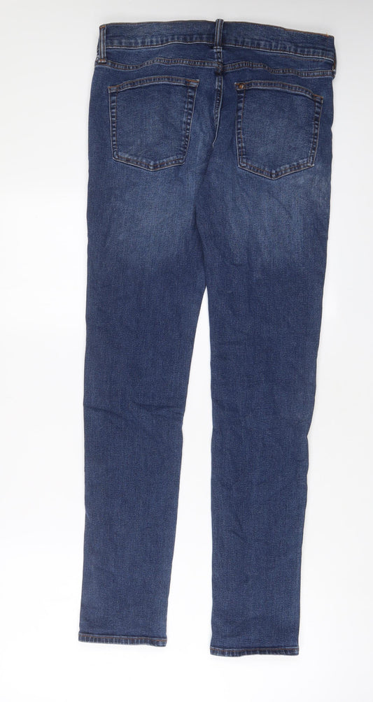 H&M Mens Blue Cotton Skinny Jeans Size 32 in L32 in Regular Zip