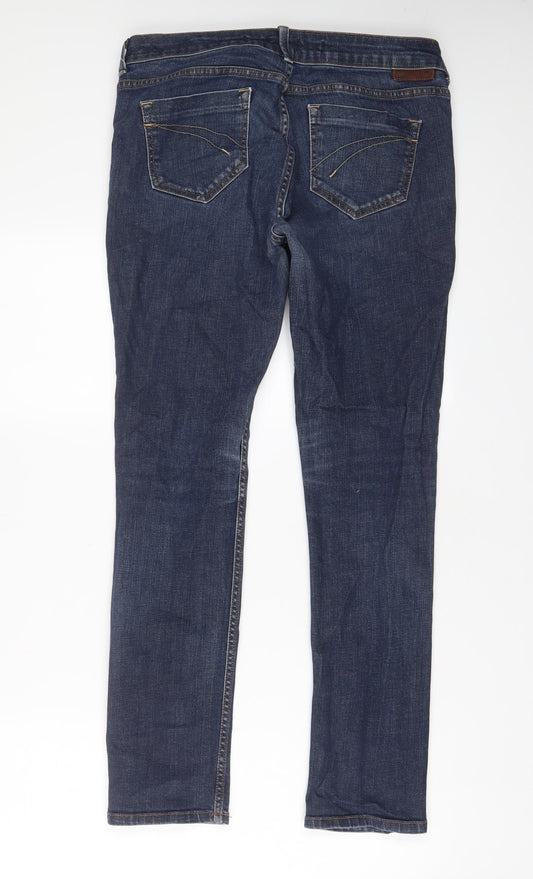 Topshop Womens Blue Cotton Skinny Jeans Size 32 in L30 in Regular Zip