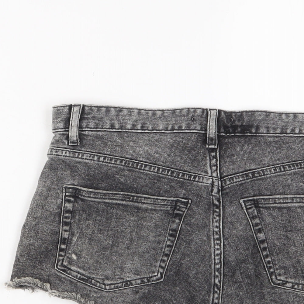 H&M Womens Grey Cotton Hot Pants Shorts Size 8 Regular Zip