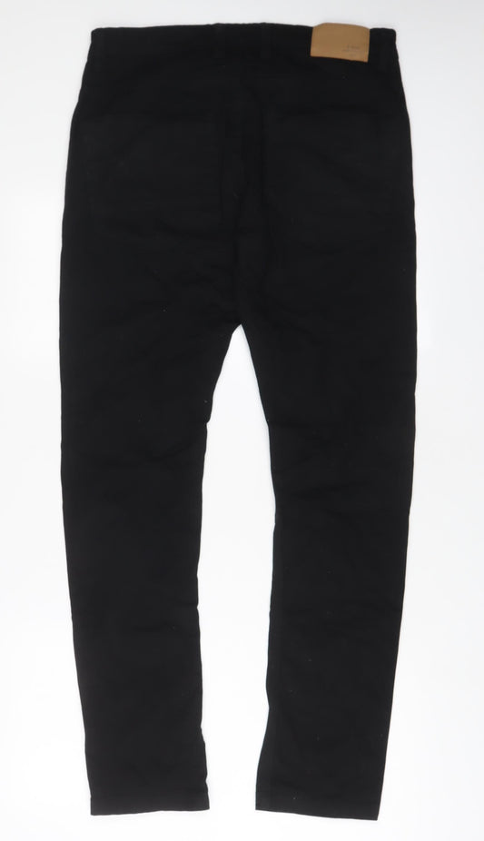 Easy Mens Black Cotton Skinny Jeans Size 32 in L32 in Regular Zip