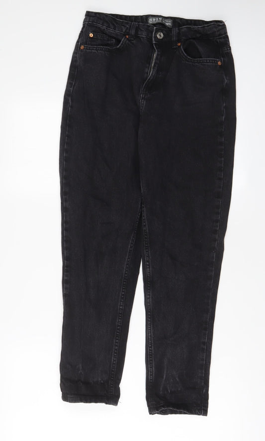 Additional front view of Denim & Co. women’s black cotton straight jeans, size UK 10, 28-inch leg regular zip