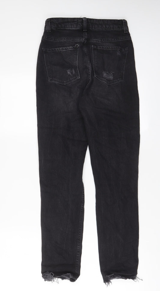 Denim & Co. Womens Black Cotton Straight Jeans Size 4 L28 in Regular Zip