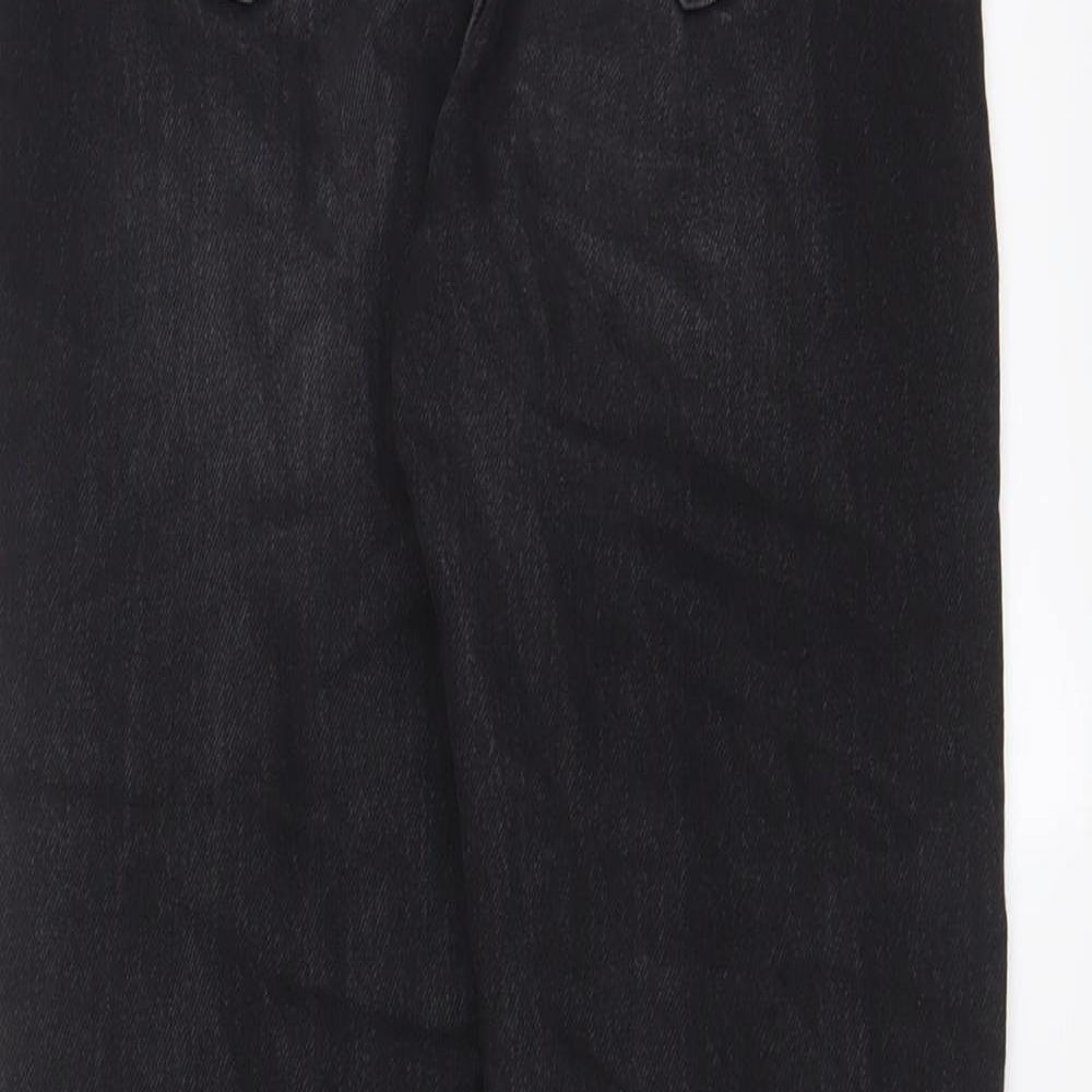 Denim & Co. Womens Black Cotton Straight Jeans Size 4 L28 in Regular Zip