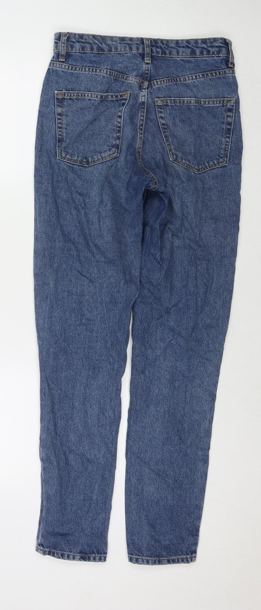 Topshop Womens Blue Cotton Mom Jeans Size 26 L34 in Regular Zip