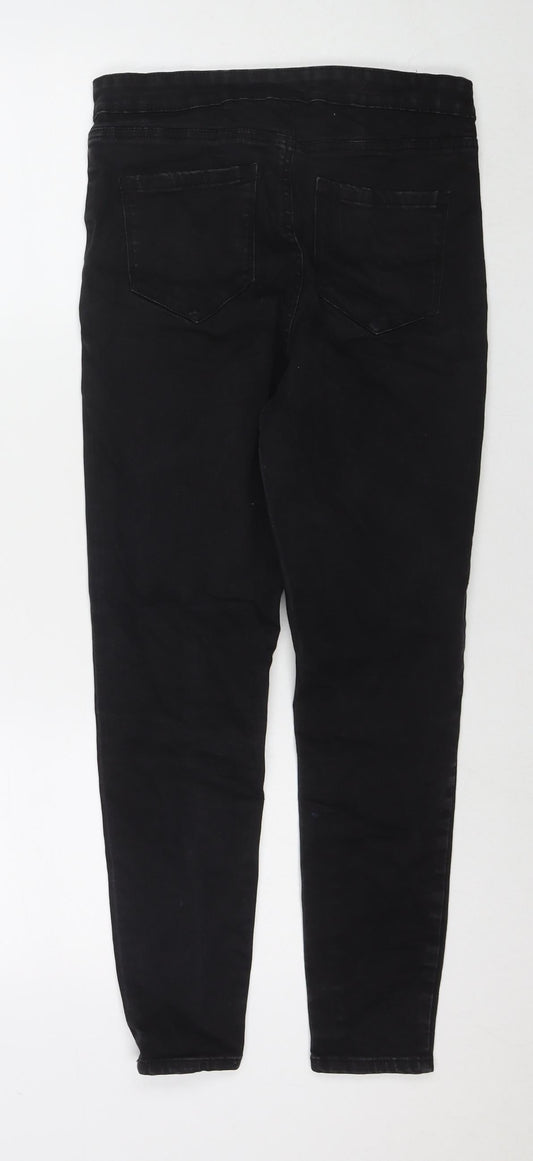 Denim & Co. Womens Black Cotton Skinny Jeans Size 14 L25 in Regular Zip