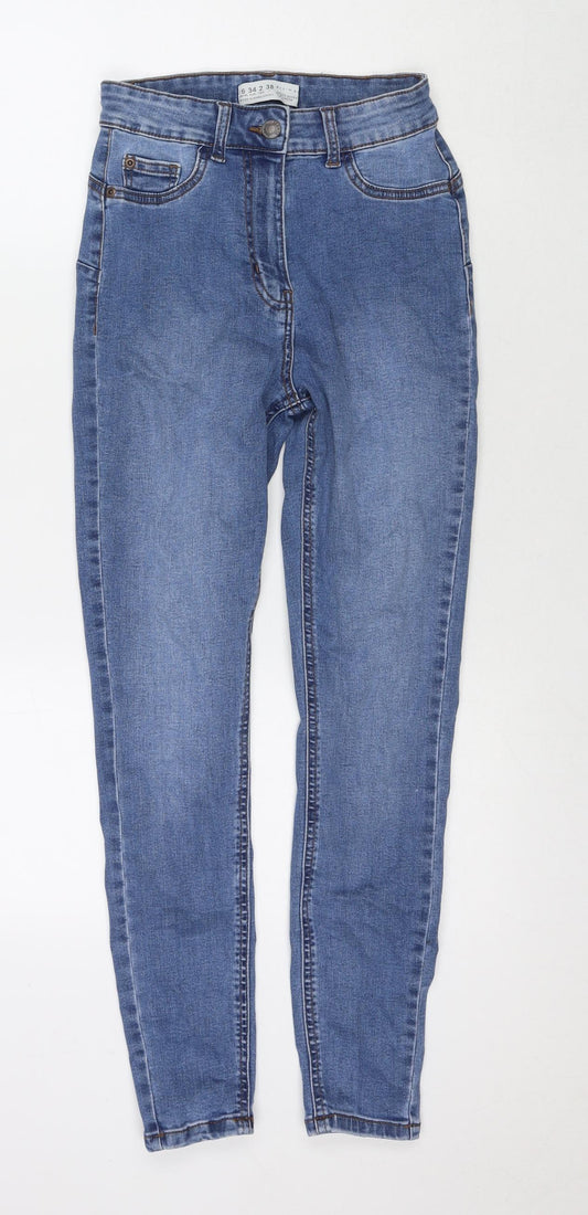 Additional front view of Denim & Co. women’s blue cotton skinny jeans, size UK 6, 26-inch leg regular zip
