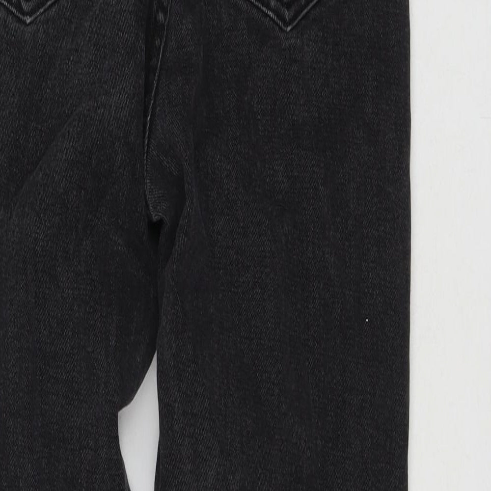 PRETTYLITTLETHING Womens Black Cotton Straight Jeans Size 6 L24 in Regular Zip