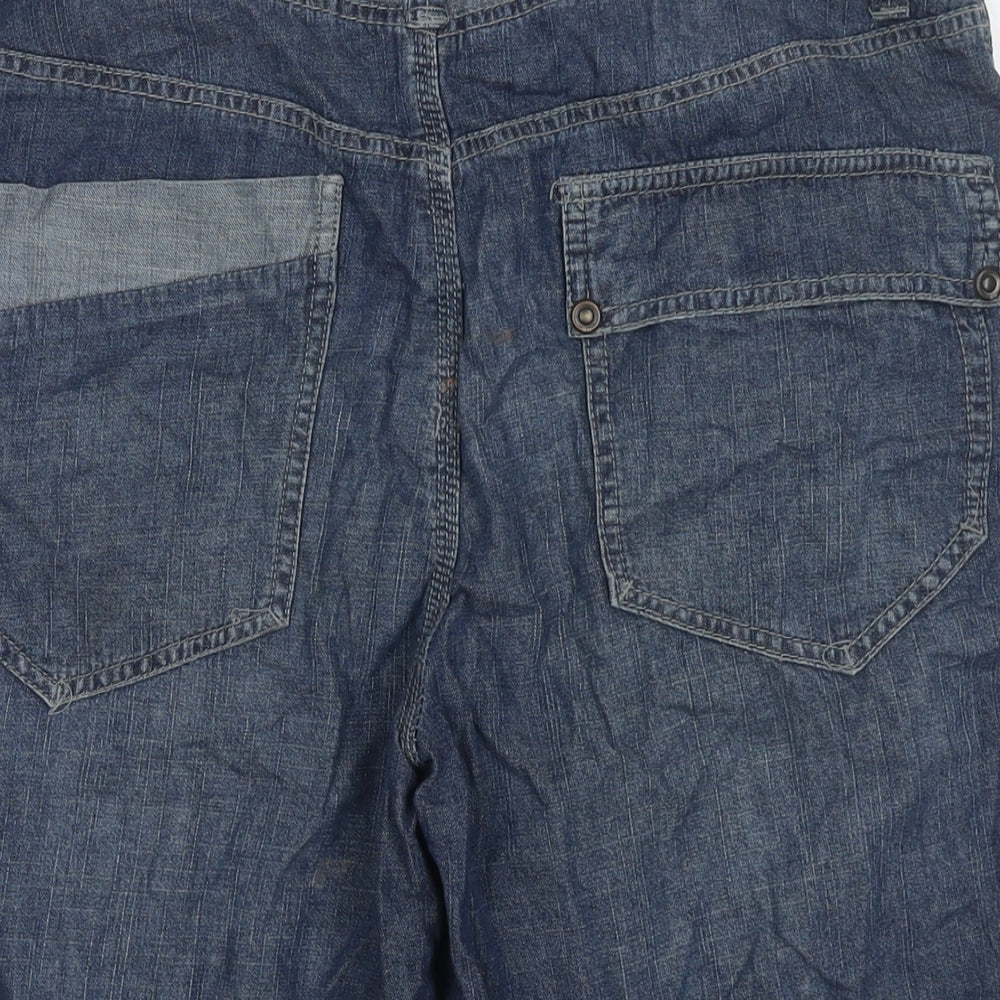 Red Herring Mens Blue Cotton Bermuda Shorts Size 34 in L12 in Regular Zip