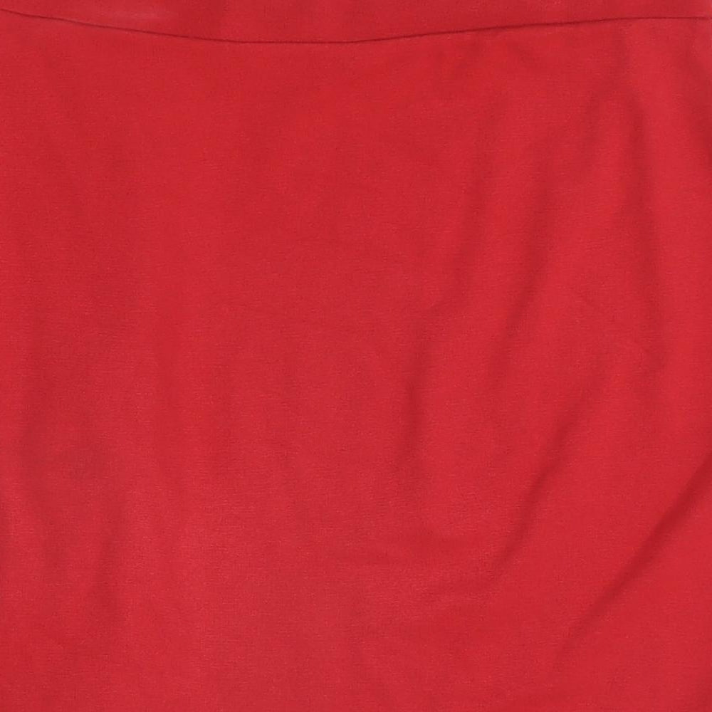 Marks and Spencer Womens Red Viscose Straight & Pencil Skirt Size 12