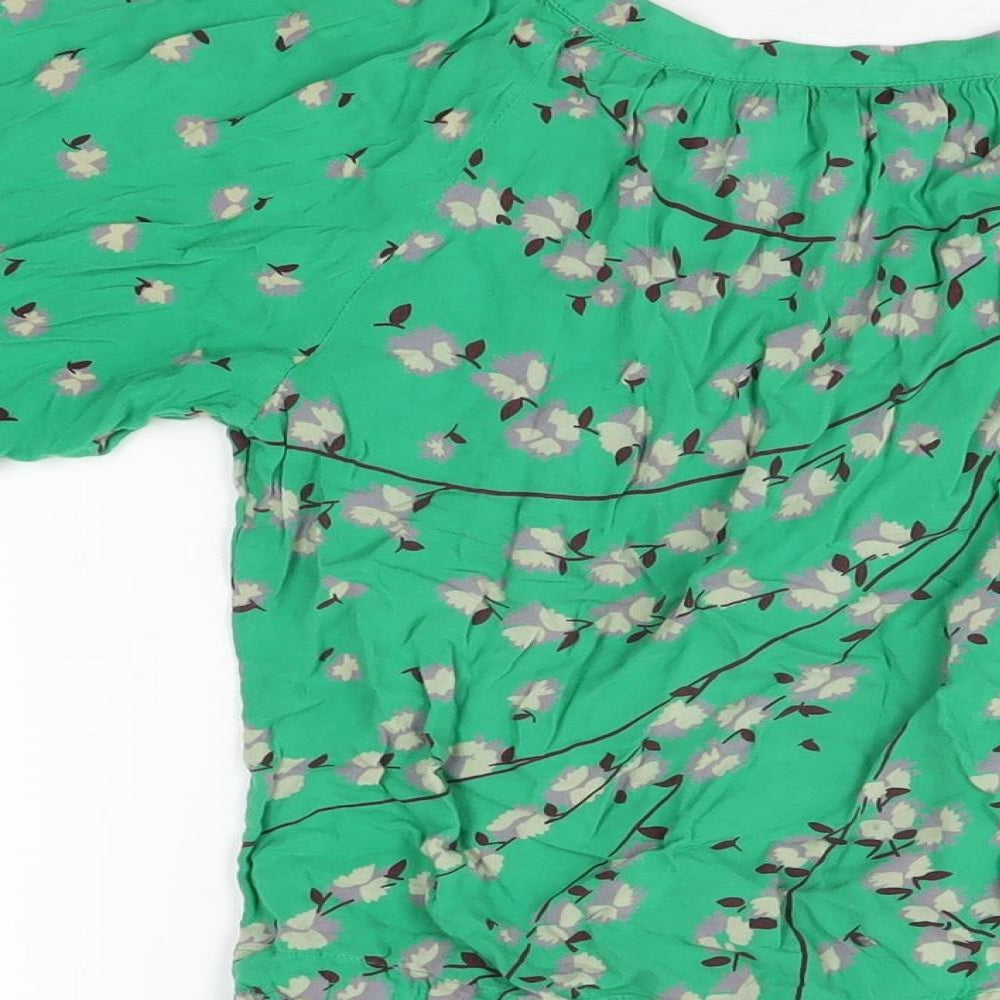 Womens UK Size 8 Warehouse Green Basic T-Shirt