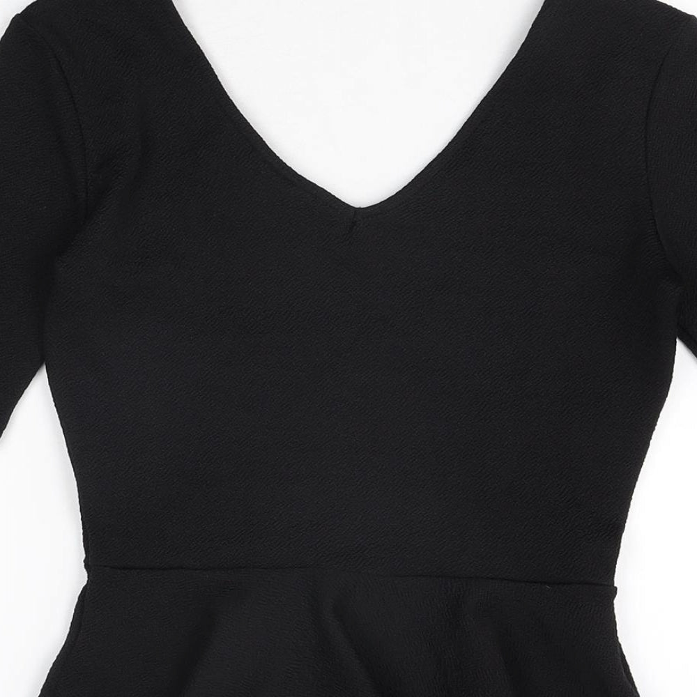 Womens UK Size 8 Topshop Black Basic T-Shirt