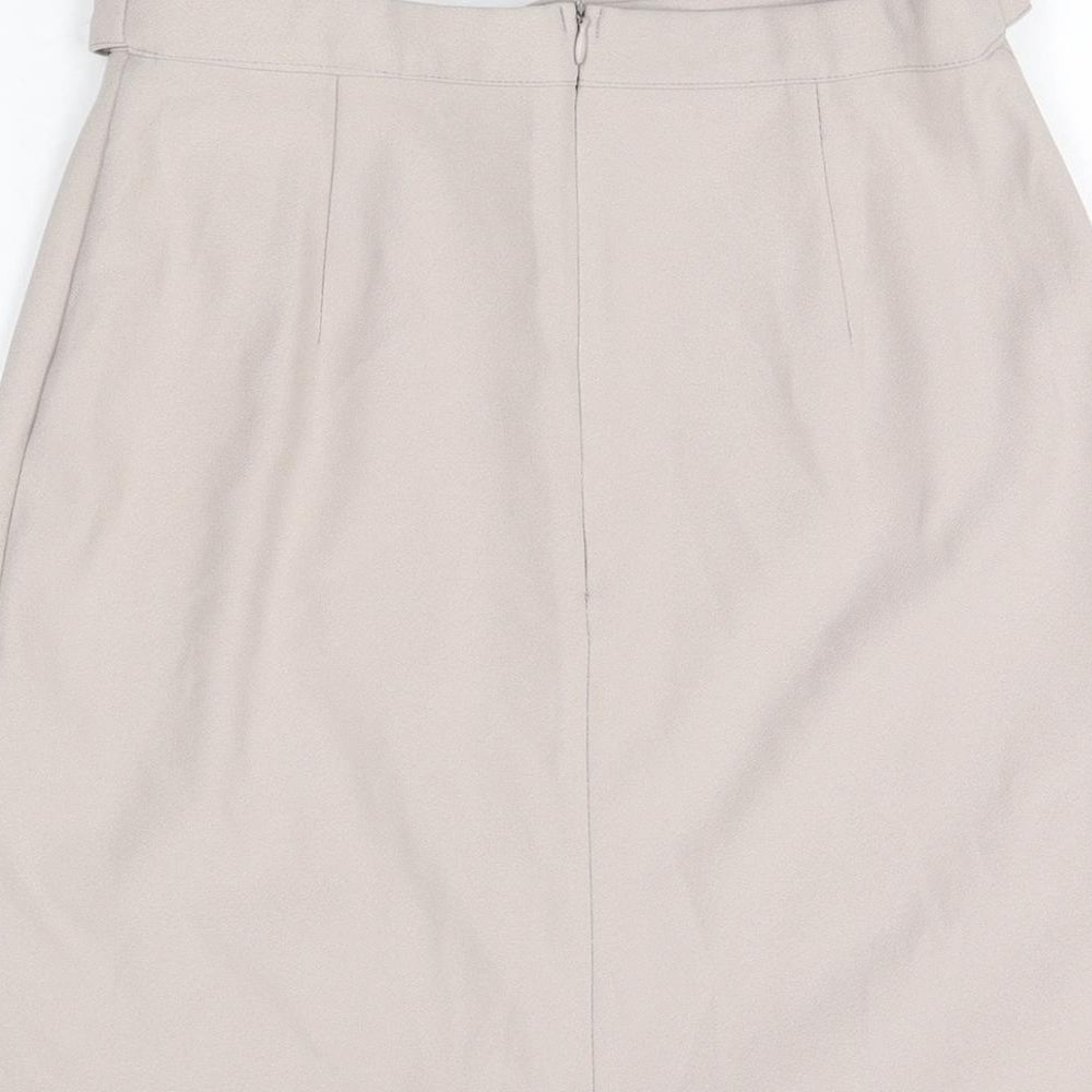 New Look Womens Beige Polyester Straight & Pencil Skirt Size 8 Zip