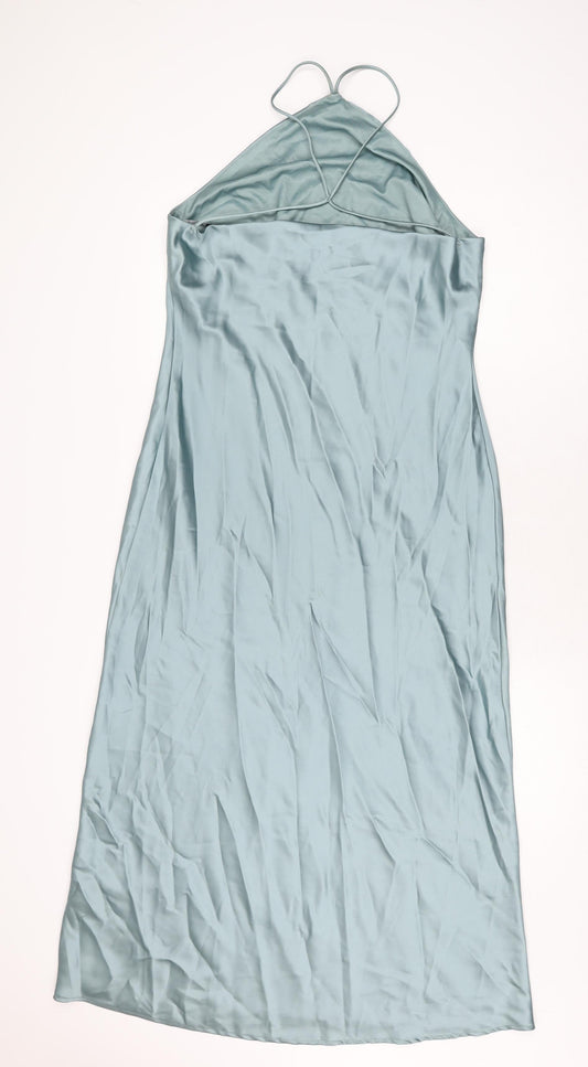 Zara Womens Blue Polyester Maxi Size M Halter Pullover