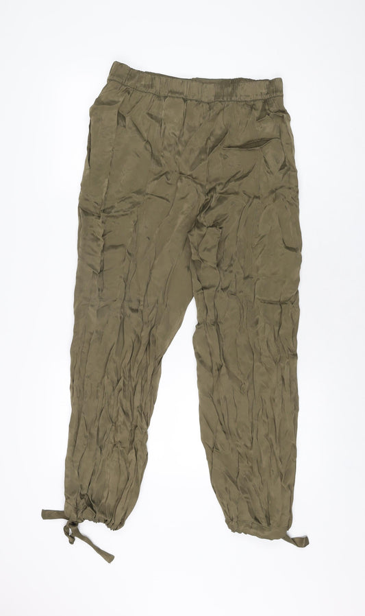 Womens UK Size M Zara Regular Fit Green Trousers