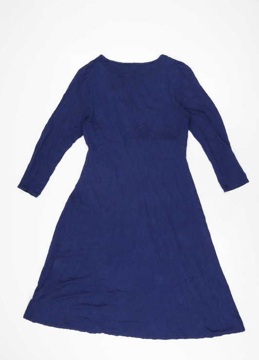 Phase Eight Womens Blue Viscose A-Line Size 12 V-Neck Pullover