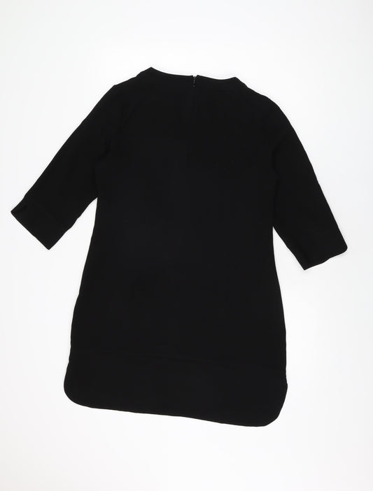 Limited Collection Womens Black Polyester Shift Size 14 Round Neck Zip